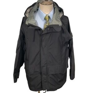 Tru-Spec Parka Mens Large Black H2O Proof Gen 1 Tactical Hood Rain Jacket